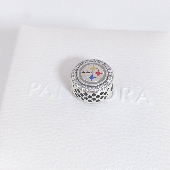 Pandora Pittsburgh Steelers NFL Logo Charm Bead S925 Silver with box - Picture 4 of 7